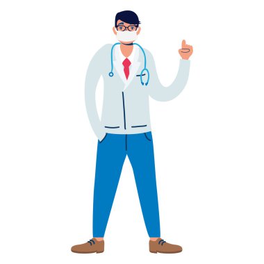 Steteskop karakteri olan profesyonel bir doktor.