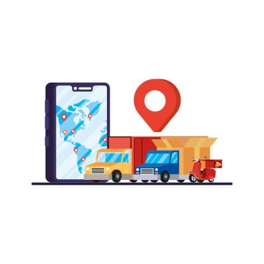 akıllı telefon dağıtım hizmeti veren kamyonlar ve motorsikletler