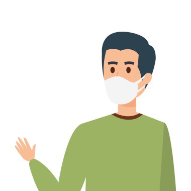 Yüz maskesi ikonu kullanan genç adam