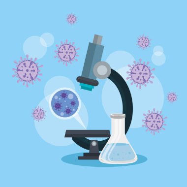 covid 19 ve tüp testi parçacıkları ile mikroskop