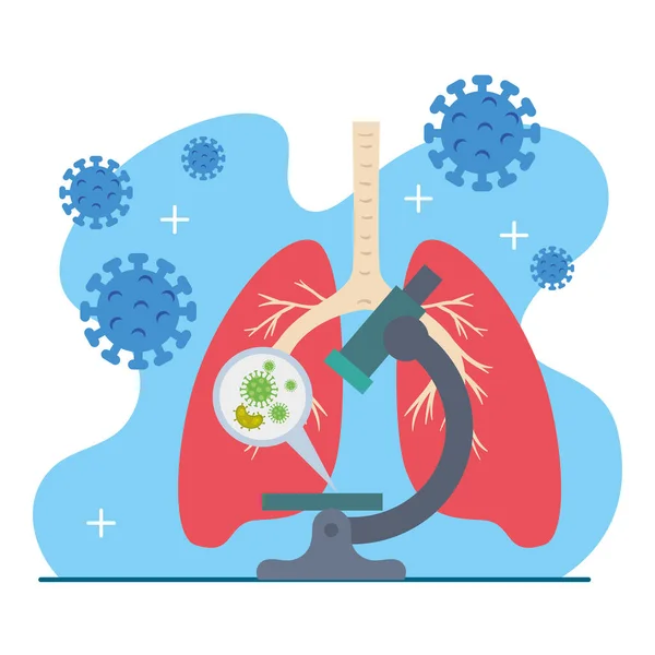 19番目の粒子と肺を持つ顕微鏡 — ストックベクタ