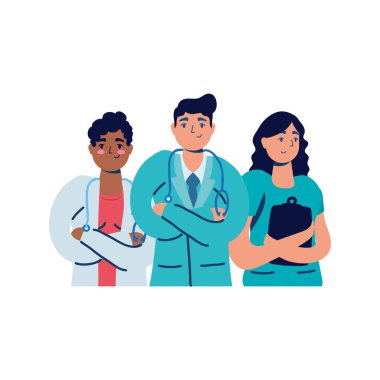 Bir grup doktor karakter avatarı