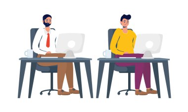 Ofiste çalışan zarif iş adamları.