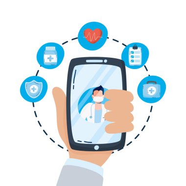 Akıllı telefondan steteskop kullanan profesyonel doktor.