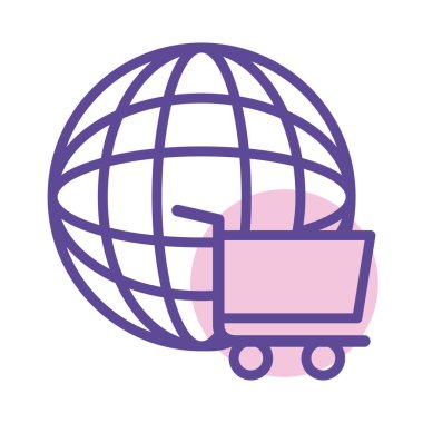 Tarayıcı çizgisi simgesinde alışveriş arabası tramvayı