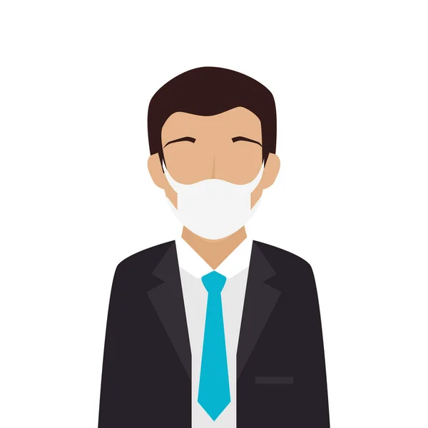 Empresário usando máscara facial ícone isolado — Vetor de Stock
