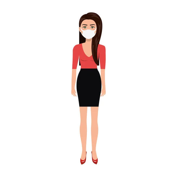 Femme d'affaires utilisant masque visage icône isolée — Image vectorielle