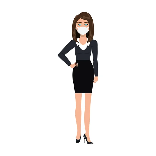 Mulher de negócios usando máscara facial ícone isolado — Vetor de Stock