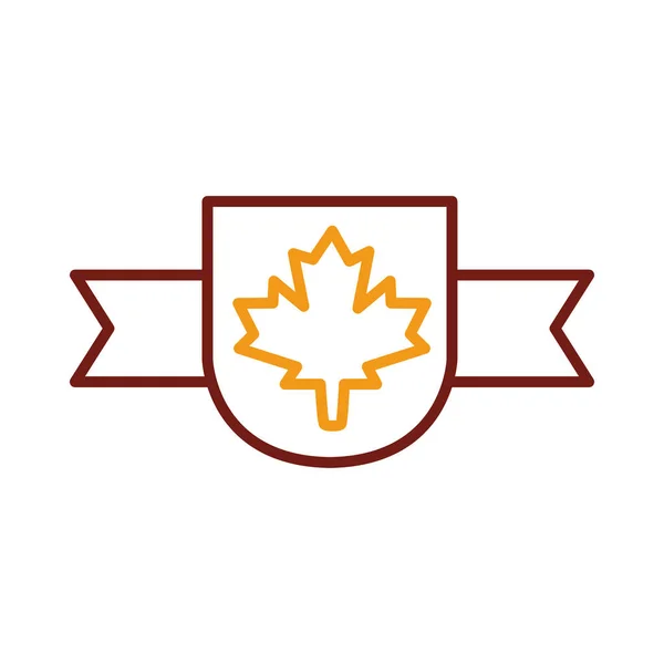 Escudo com folha de bordo estilo linha canadense — Vetor de Stock