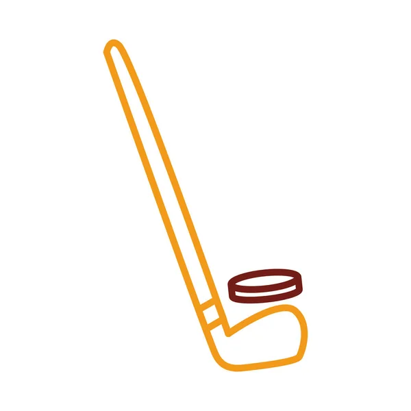 Hockey club and disk line style icon — Stock Vector