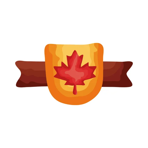 Bouclier avec feuille d'érable style plat canadien — Image vectorielle