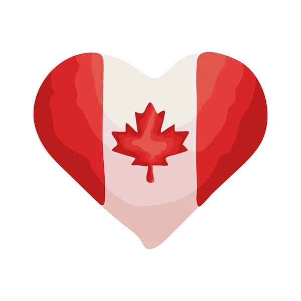 Heart with canada flag flat style icon — Stock Vector