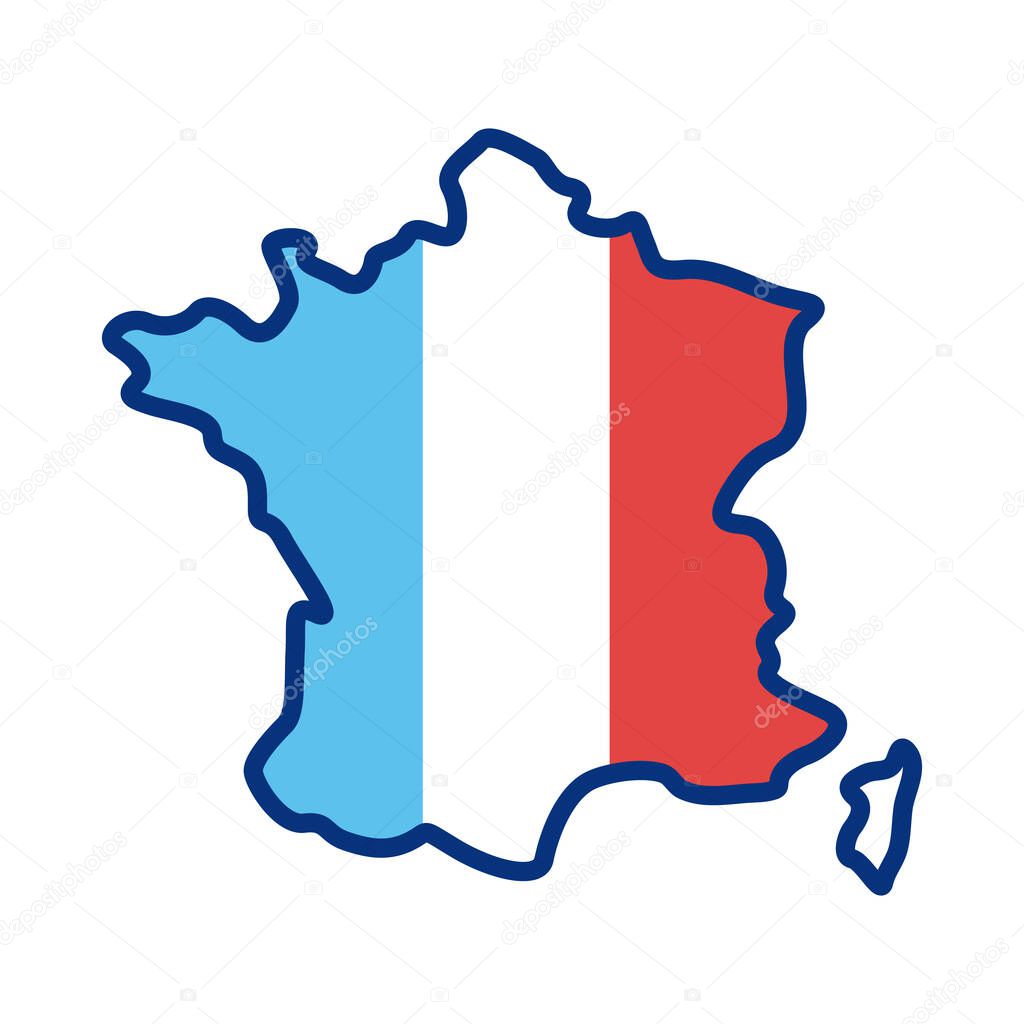 france flag and map line style icon