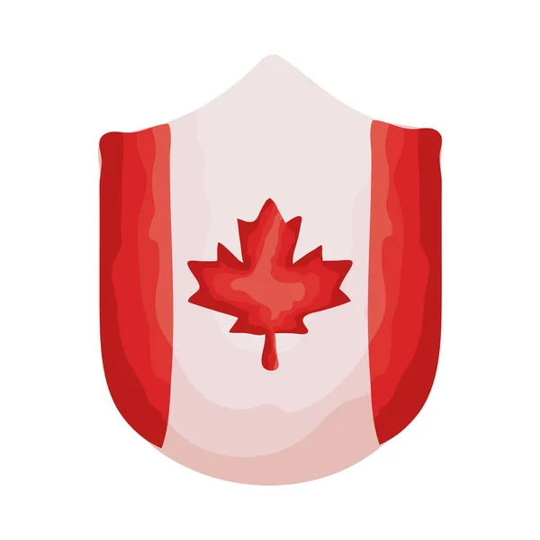 Shield with canada flag flat style — Stock Vector