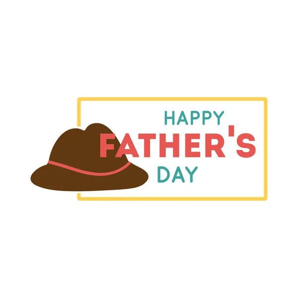 幸せな父親の日のシールで帽子フラットスタイル — ストックベクタ