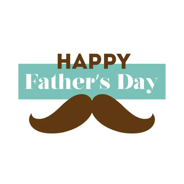 Joyeux jour des pères sceau avec moustache style plat — Image vectorielle