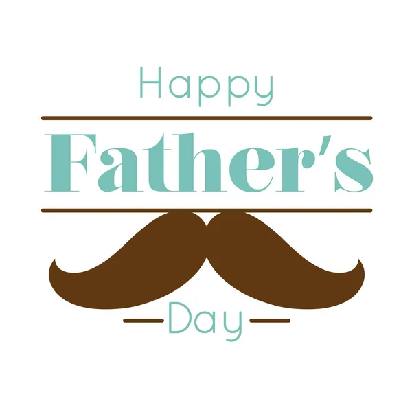 Joyeux jour des pères sceau avec moustache style plat — Image vectorielle