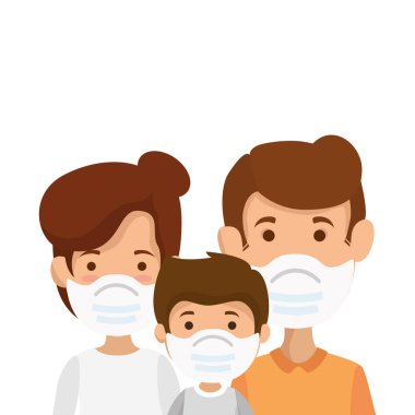 Ailesi ve oğlu maske takıyor.