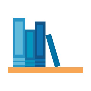 Tahta raflardaki izole edilmiş simgelerde ders kitapları