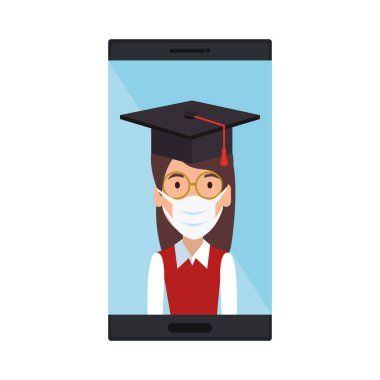 Online eğitim mezunu kadın izole edilmiş simge