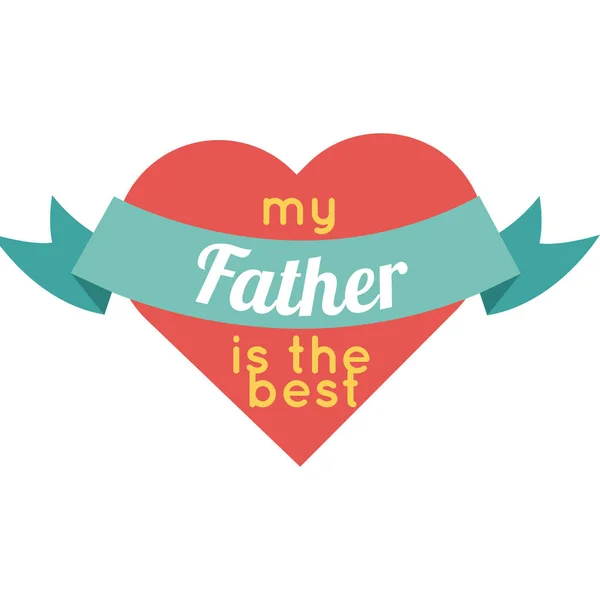 Happy fathers day seal with heart flat style — Stock Vector