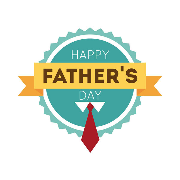 happy fathers day frame with ribbon flat style