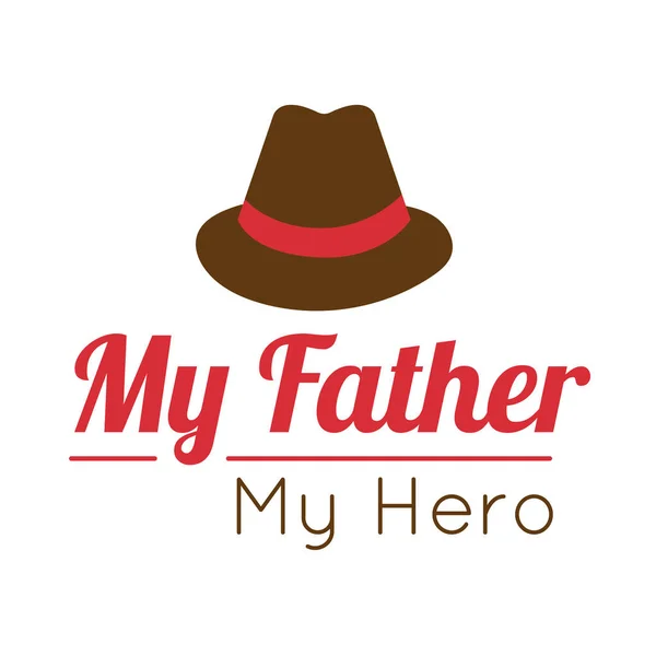 Glückliche Vatertagssiegel mit Hut flach — Stockvektor