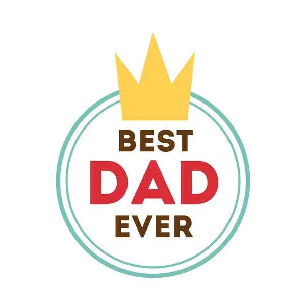 Happy fathers day seal with king crown flat style — Stock Vector