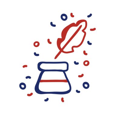 mürekkep şişesi ve tüy çizgisi tarzı