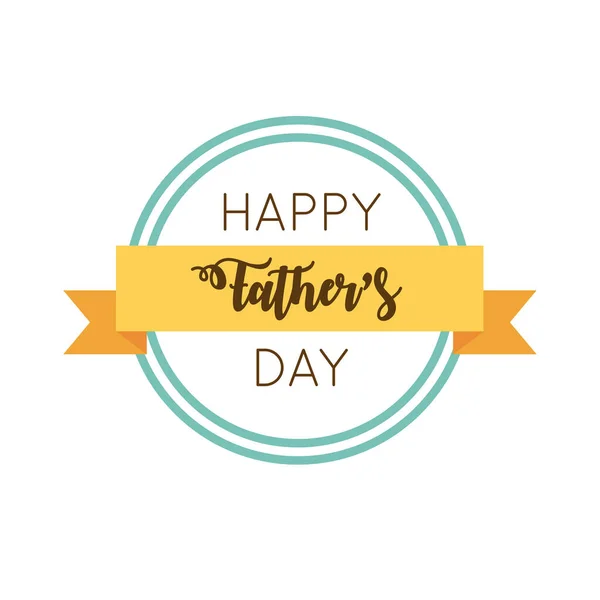 快乐的父亲节框架与缎带扁平的风格 — 图库矢量图片
