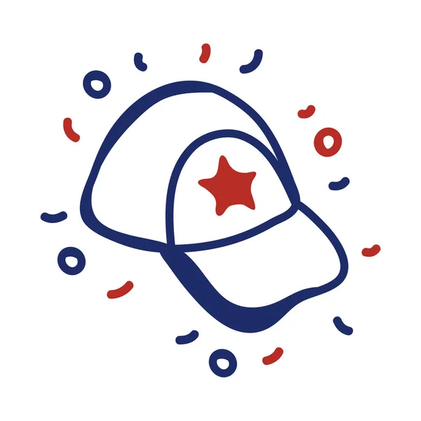 Casquette avec étoile usa pour 4 de juillet icône de style ligne — Image vectorielle