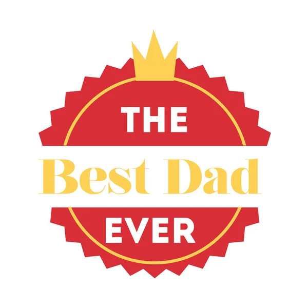 Glückliche Vatertagssiegel mit Königskrone flach — Stockvektor