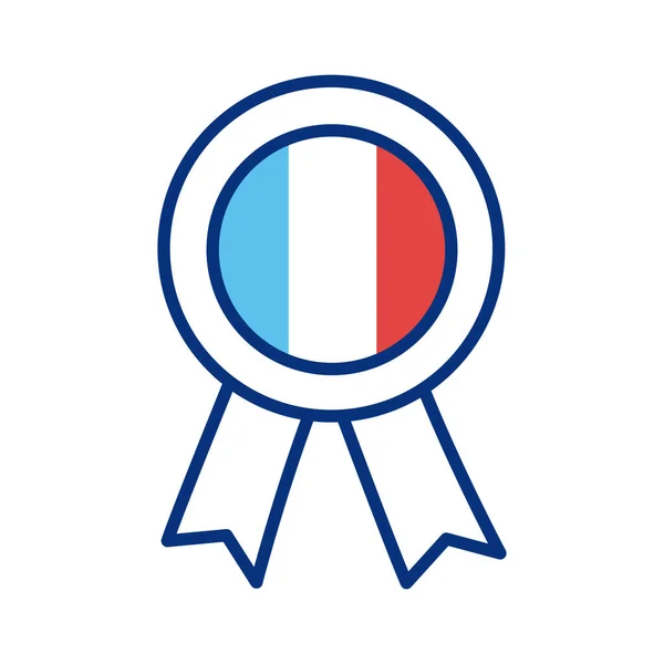 Medaille mit Frankreich Flagge Linie Stil-Ikone — Stockvektor