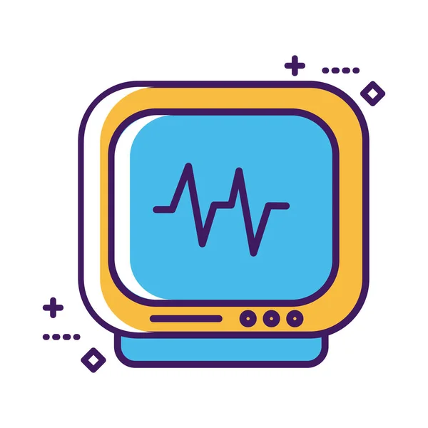 Kardiologie ekg Maschinenlinie und Füllstil — Stockvektor