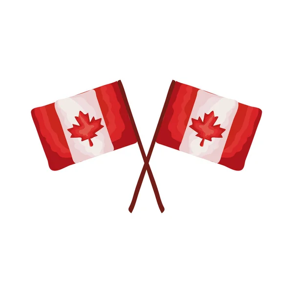 Banderas de Canadá cruzadas estilo plano — Archivo Imágenes Vectoriales