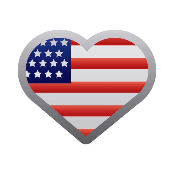 Heart with usa flag degraded style — Stock Vector