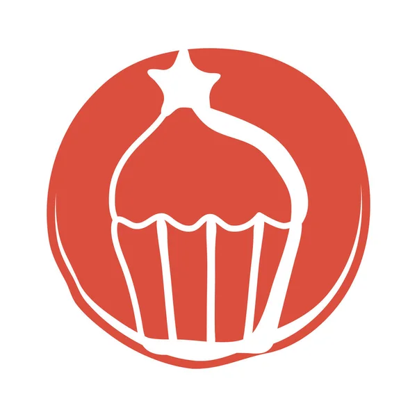 Cupcake mit Stern USA für 4 Juli Block Stil-Ikone — Stockvektor