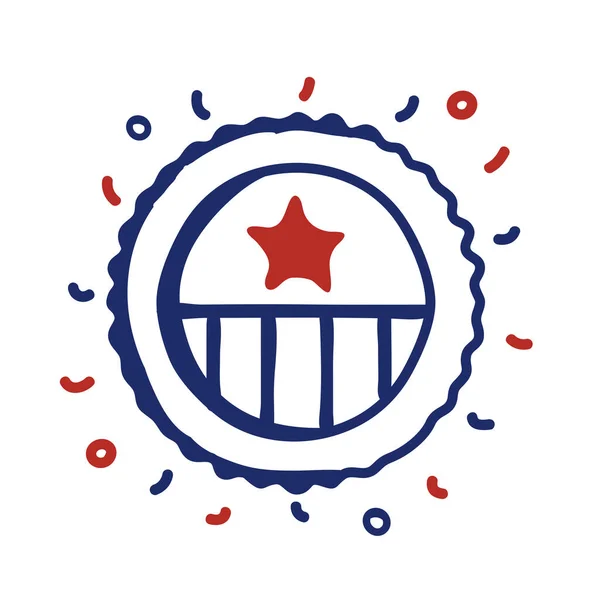 Bandera de EE.UU. marco circular estilo de línea — Vector de stock