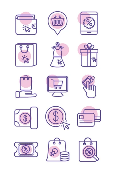 Bundle of commercial set icons — Stock Vector