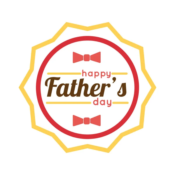 Happy fathers day seal with bowtie flat style icon — Stock Vector