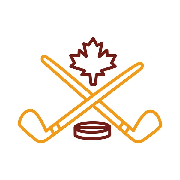 Hockey-Ausrüstung und Ahornblatt kanadische Linie Stil — Stockvektor
