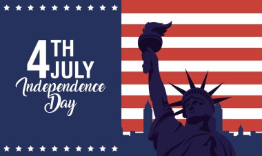 Bayrak ve özgürlük heykeliyle Bağımsızlık Günü