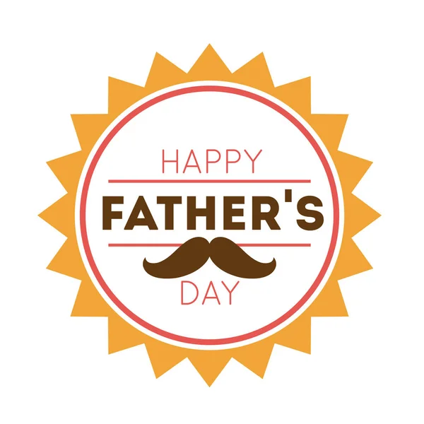 Happy fathers day seal with mustache flat style — Stock Vector
