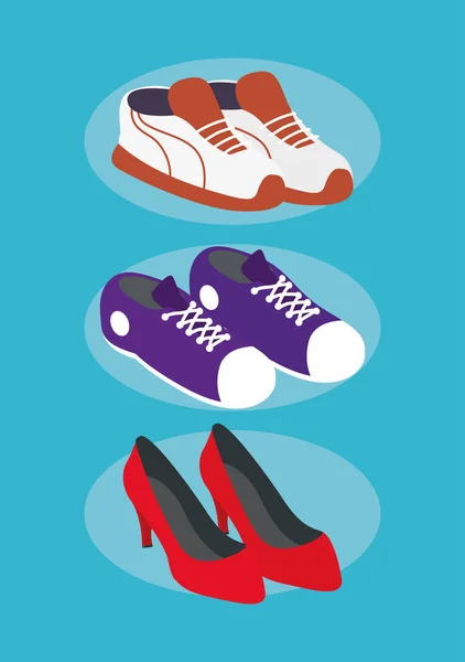 Set shoes fashion footwear icons — Stock Vector