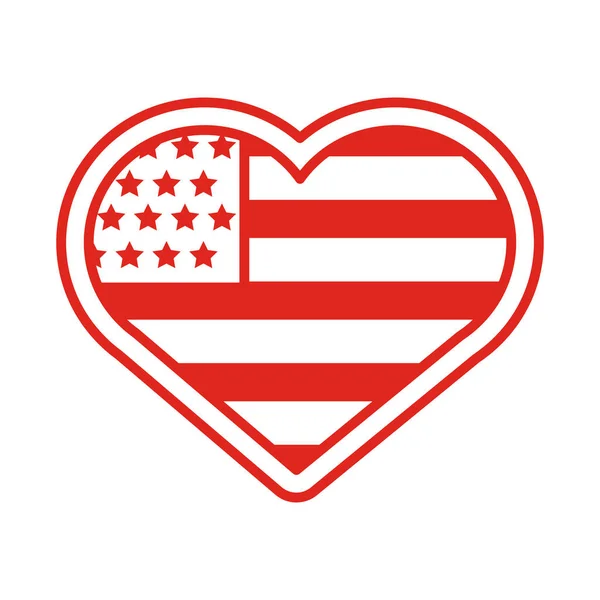 Heart with usa flag line style — Stock Vector
