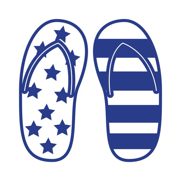 Sandálias com estilo de linha de bandeira dos EUA — Vetor de Stock