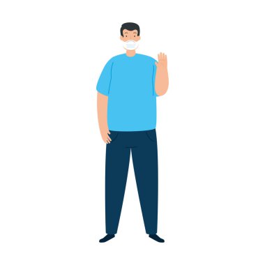 Yüz maskesi simgesi kullanan adam