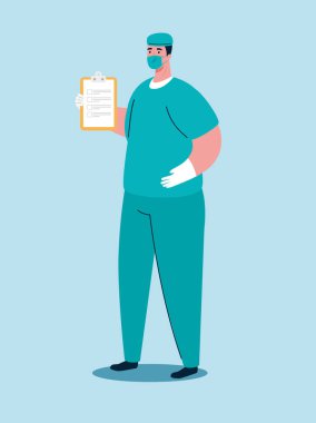 Sağlık görevlisi covid 19 salgını sırasında tıbbi maske kullanıyor.