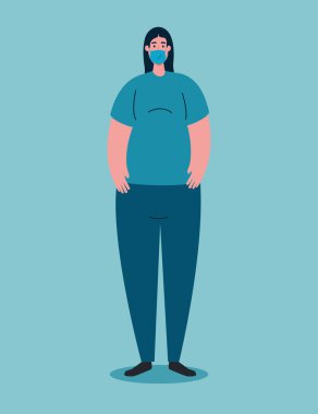 Kadın, Coperid 19 'a karşı tıbbi koruyucu maske kullanıyor.