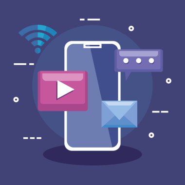 Akıllı telefonlu sosyal medya ve mobil iletişim kavramı